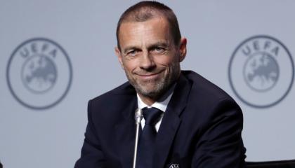 El presidente de UEFA, Aleksander Ceferin, durante una rueda de prensa en Suiza, el 3 de marzo de 2020.