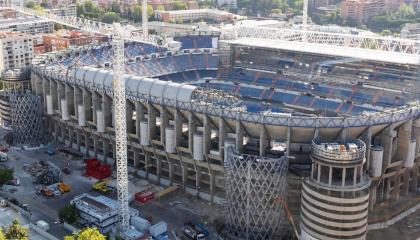 Una vista aérea del Santiago Bernabéu, el jueves 11 de junio, en Madrid.
