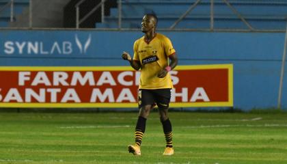 Darío Aimar, durante el partido de Barcelona ante el Manta FC, en la primera fecha de la LigaPro, el sábado 20 de febrero de 2021.