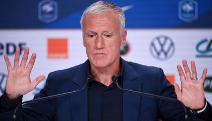 Didier Deschamps ofrece una conferencia de prensa el 18 de mayo de 2021, después de anunciar la lista de convocados de Francia para la Eurocopa, en la que incluyó a Karim Benzema. 