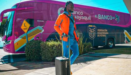 Enner Valencia llega a la Casa de la Selección, en Quito, el 8 de septiembre de 2023.