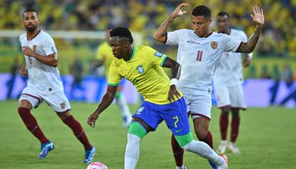 Vinicius Jr., durante el partido de Brasil ante Venezuela, el 12 de octubre de 2023. 