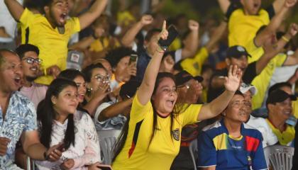 Hinchas de Ecuador durante el partido ante Bolivia por la Fecha 3 de Eliminatorias, el 13 de octubre de 2023. 