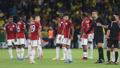 Jugadores de Colombia en el partido ante Ecuador el 17 de octubre de 2023.