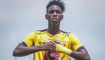 Allen Obando, durante un entrenamiento con Barcelona SC, en julio de 2023.