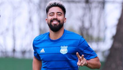 Christian Noboa, en un entrenamiento con Emelec, el 26 de enero de 2024.