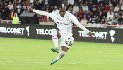 Jairón Charcopa, jugador de Liga de Quito, 17 de febrero de 2024.