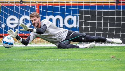 Javier Burrai, durante un entrenamiento con Barcelona SC, el 27 de febrero de 2024.