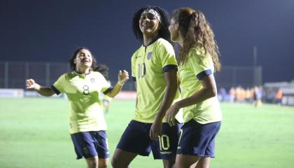 Jugadoras de la selección Sub 17 de Ecuador, en el Sudamericano femenino, el 28 de marzo de 2024.