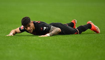 Piero Hincapié, durante el partido del Bayer Leverkusen ante el Hoffenheim, el 30 de marzo de 2024.