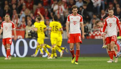 Jugadores del Bayern Munich y el Dortmund, 30 de marzo de 2024.