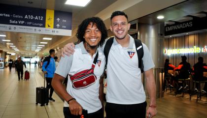 José 'Choclo' Quintero junto a Gonzalo Valle, en su arribo a Perú para medir a Universitario por Copa Libertadores.