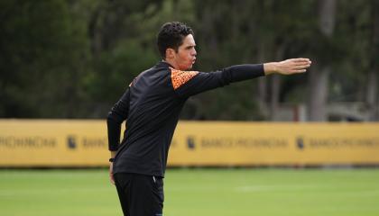 Josep Alcácer en un entrenamiento con Liga de Quito, 1 de abril de 2024.