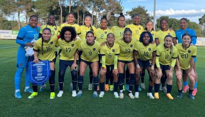 La selección femenina de Ecuador en el partido amistoso ante Rusia, 8 de abril de 2024.