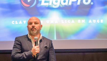 Miguel Ángel Loor, presidente de la LigaPro, el 25 de enero de 2024.