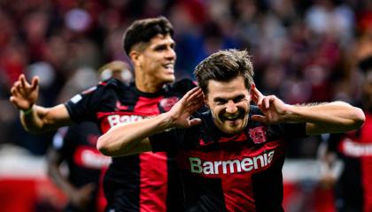 El Bayer Leverkusen derrotó 2-0 al West Ham en la ida de los cuartos de final de la Europa League, este 11 de abril de 2024.