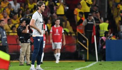 Luis Zubeldía, técnico de Sao Paulo, durante el partido ante Barcelona SC por Copa Libertadores, este 25 de abril de 2024.