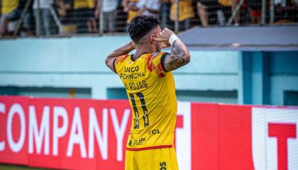 Joao Rojas festeja su gol con Barcelona SC en el partido ante Delfín, por la Fecha 11 de la LigaPro, el sábado 4 de mayo de 2024.