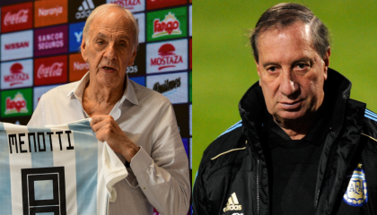 Imágenes de los argentinos César Luis Menotti y Carlos Bilardo.