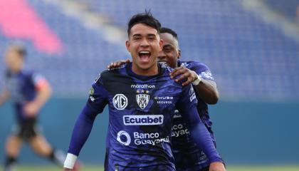 Kendry Páez, de Independiente del Valle, celebra un gol 
ante Deportivo Cuenca, el 5 de mayo de 2024.