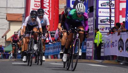 Miryam Núñez, durante el Campeonato Nacional de Ciclismo, en Riobamba, el 3 de febrero de 2024.