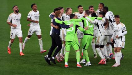 Los jugadores del Real Madrid festejan el título de la Champions League, el 1 de junio de 2024. 