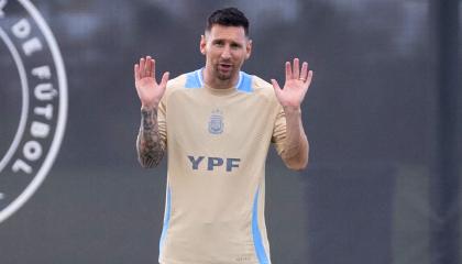 Lionel Messi, durante un entrenamiento con la selección de Argentina, el 5 de junio de 2024.