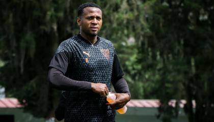 Michael Estrada, durante un entrenamiento con Liga de Quito, el 4 de junio de 2024.