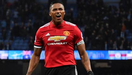 Antonio Valencia, durante un partido entre Manchester United y Manchester City, el 7 de abril de 2018. 