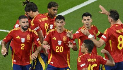 España celebra su gol ante Italia este 20 de junio de 2024 por la fase de grupos de la Eurocopa.