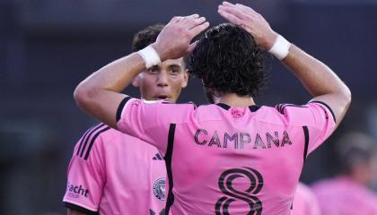 Leonardo Campana festeja el gol del Inter Miami al Columbus Crew, el 19 de junio de 2024. 