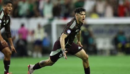 Gerardo Arteaga, de México, celebra su gol ante Jamaica en la Copa América, el 22 de junio de 2024.