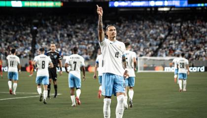 Darwin Núñez celebra su gol en el partido de Uruguay ante Bolivia, el 27 de junio de 2024.