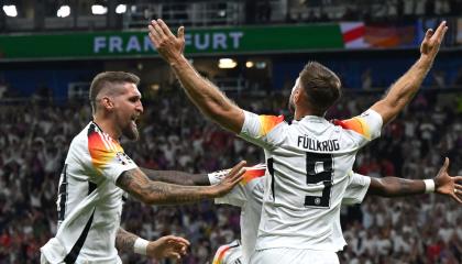 Alemania festeja un gol durante la Eurocopa.