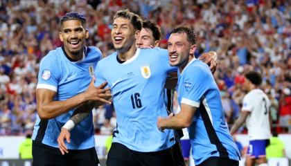 Los jugadores 'Charrúas' festejan un gol el 1 de julio del 2024.