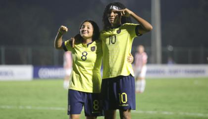 Jugadoras de la selección Sub 17 de Ecuador, en el Sudamericano femenino, el 28 de marzo de 2024.