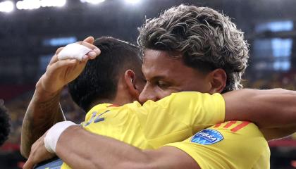 Los futbolistas de Colombia festejan uno de los goles a Panamá, el 6 de julio del 2024. 