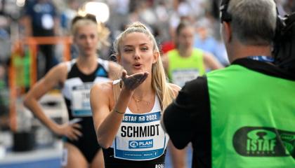 Alica Schmidt, durante una carrera de 400 metros en Berlín el 4 de septiembre del 2022.