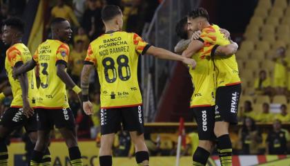 Jugadores de Barcelona SC, durante un partido el 22 de mayo de 2024.