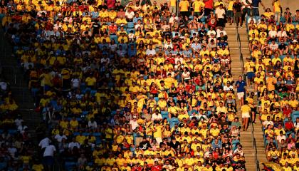 Hinchas de Colombia en el partido ante Uruguay, 10 de julio de 2024.