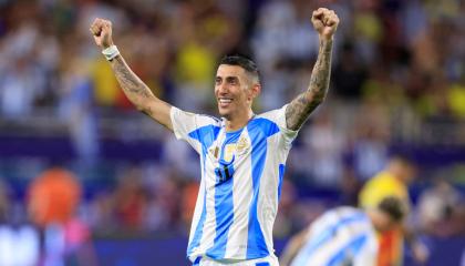 Ángel Di María celebrando la victoria de Argentina en la Copa América, 14 de julio de 2024.