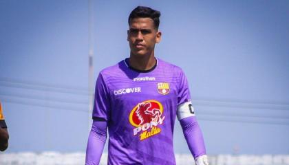 Justin Cornejo, durante un entrenamiento con Barcelona SC, el 5 de mayo de 2024.