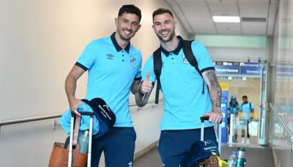 Los jugadores de Universidad Católica, previo a su viaje, el 15 de julio de 2024.