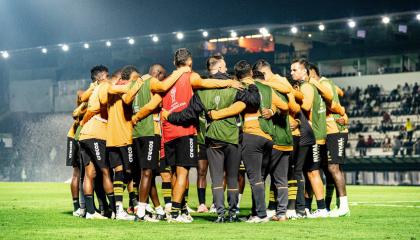 Barcelona antes del encuentro ante Bragantino en Sao Paulo el 24 de julio de 2024.