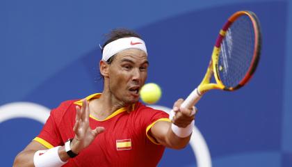 Rafael Nadal, durante su partido de la primera ronda en los Juegos Olímpicos, el 28 de julio de 2024.