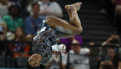 Simone Biles, durante la clasificación de gimnasia artística de los Juegos Olímpicos de París, el 29 de julio de 2024.