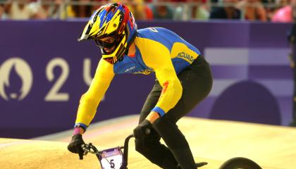 Alfredo Campo, durante el ciclismo BMX en los Juegos Olímpicos de París, el 1 de agosto de 2024.