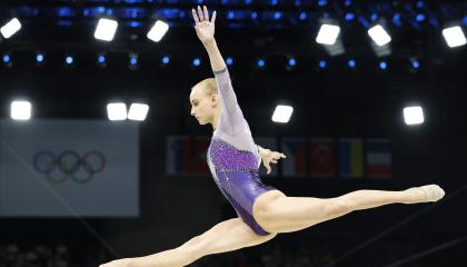 La gimnasta italiana Alice D'Amato, durante su participación en los Juegos Olímpicos de París, el 5 de agosto de 2024.