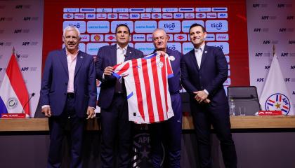 Gustavo Alfaro en su presentación como nuevo seleccionador de Paraguay, el pasado 16 de agosto.