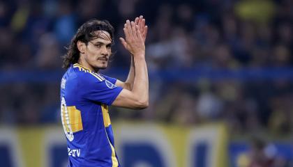 Edinson Cavani, durante un partido con Boca Juniors en la Copa Libertadores, el 16 de agosto de 2024.